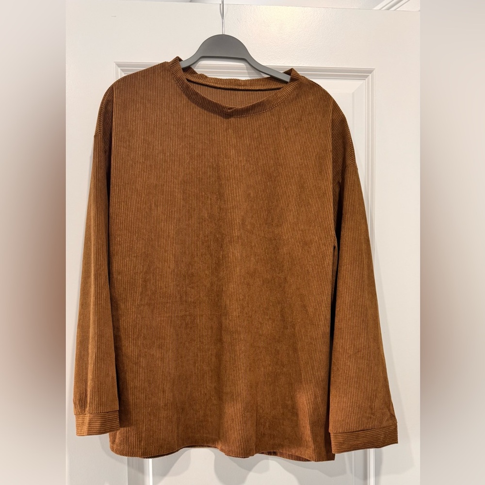 Brown ribbed Long Sleeve Top + pants set